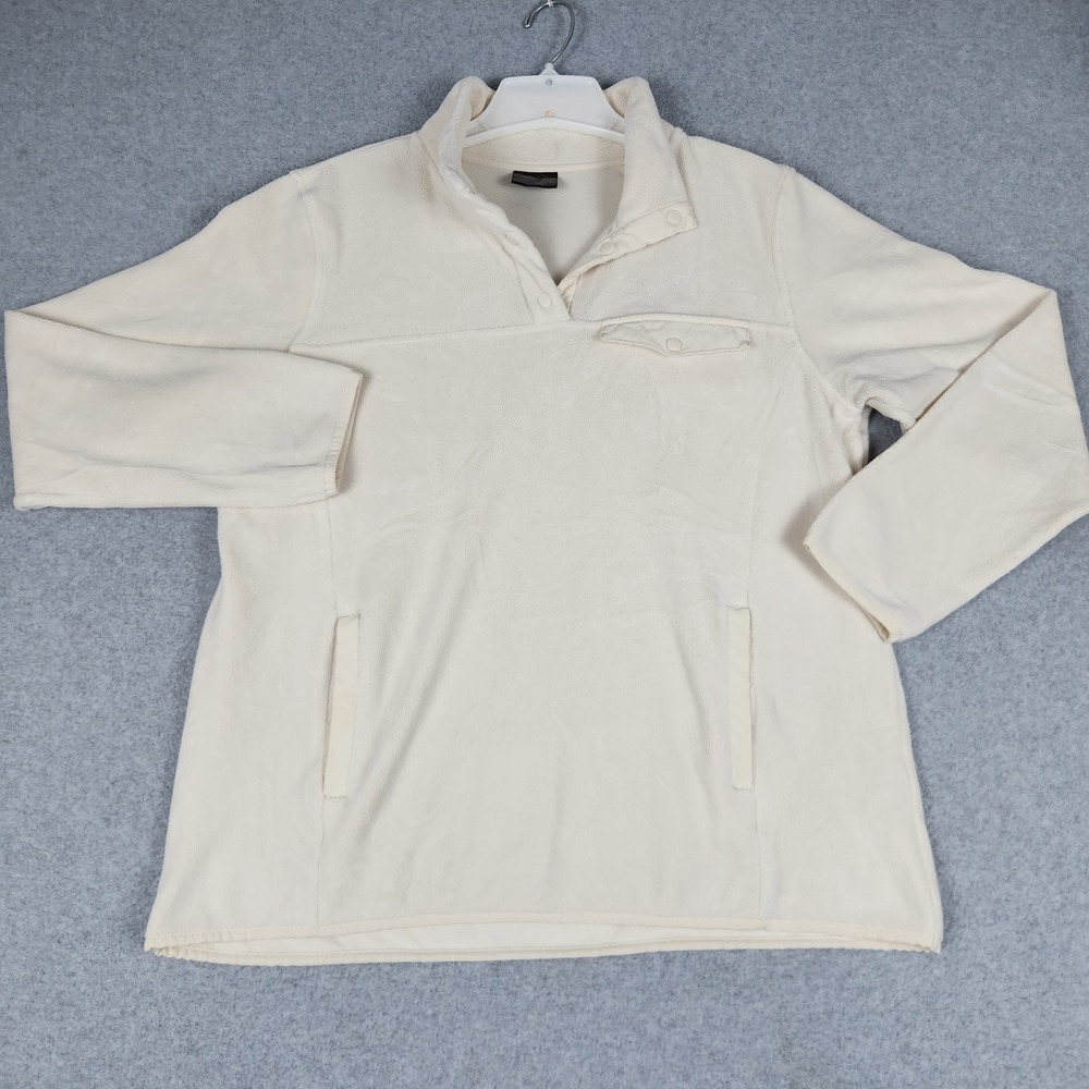 32 Degrees Heat Sweatshirt Womens Large Cream Fleece Winter Warmth Cozy T Snap